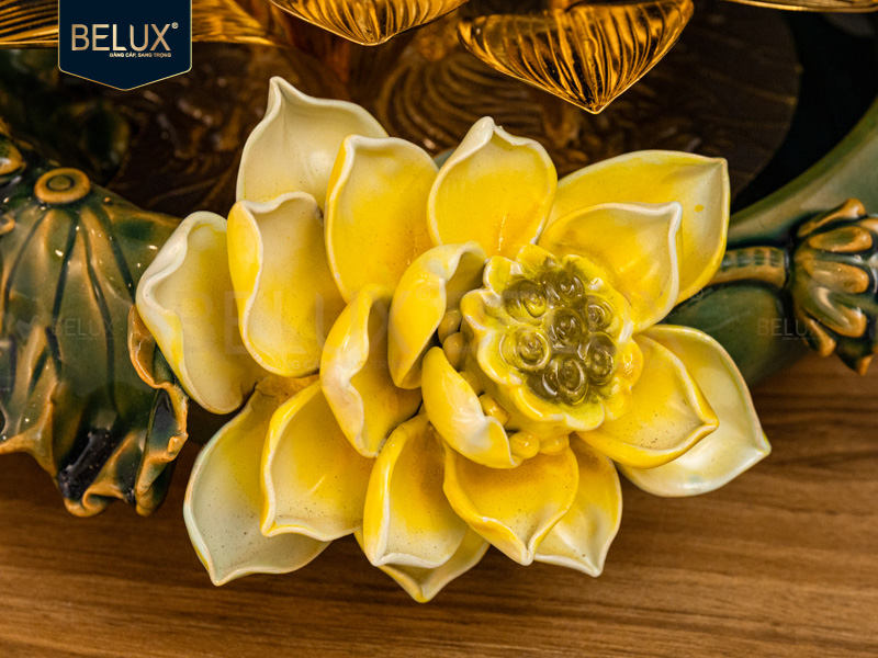 Chậu Lan Vàng Sen Ngọc Vàng mạ vàng 24k&nbsp;cao 43cm